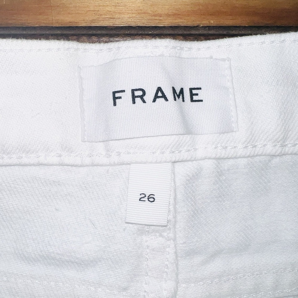 FRAME Le Garcon Jeans Womens Size 26 White Denim Distressed Mid Rise NEW - Picture 3 of 11